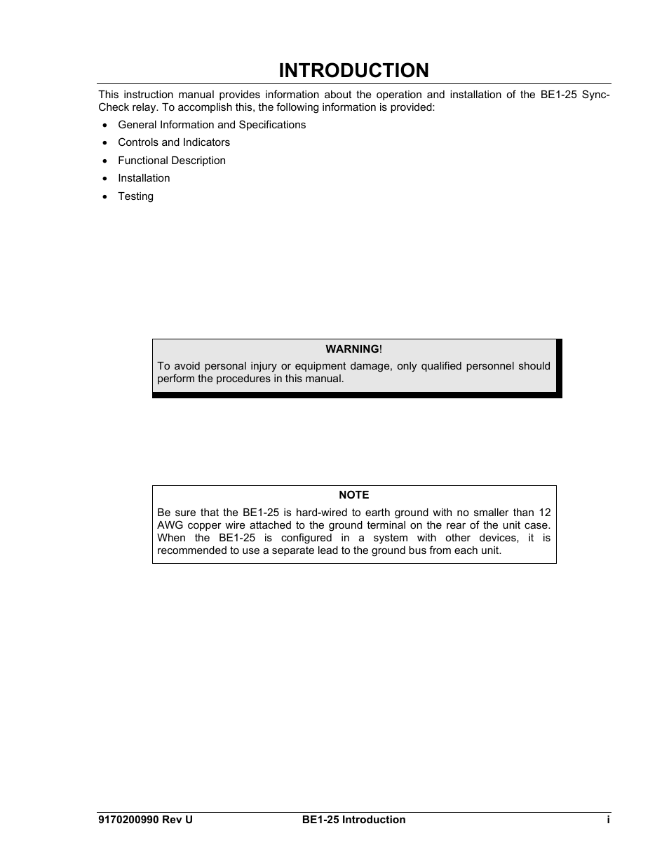 Introduction | Basler Electric BE1-25 User Manual | Page 3 / 66