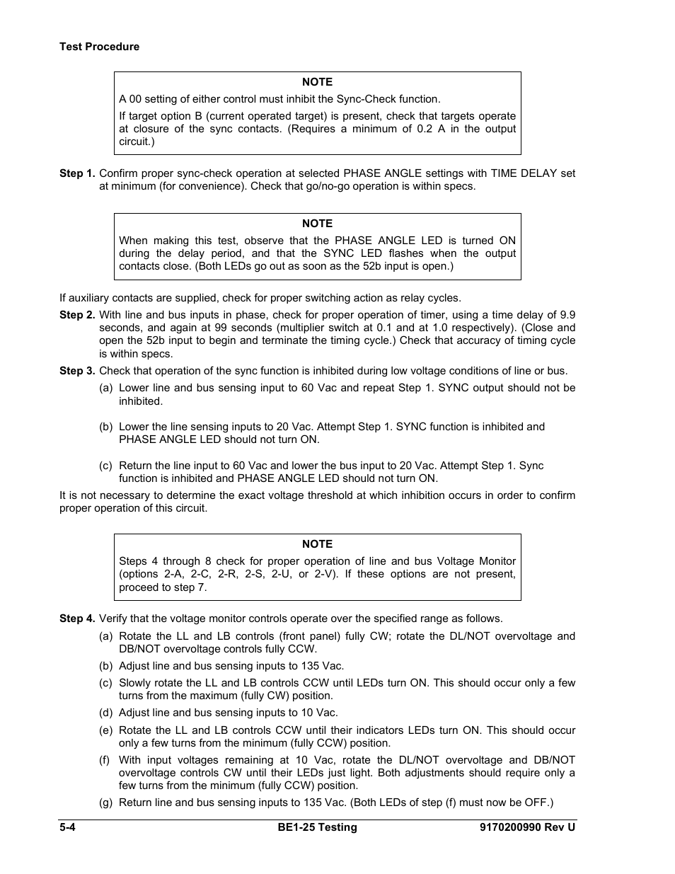 Test procedure, Test procedure -4 | Basler Electric BE1-25 User Manual | Page 60 / 66
