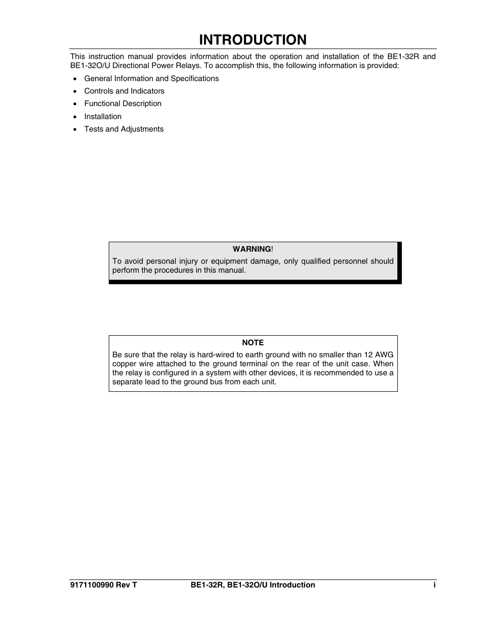 Introduciton, Introduction | Basler Electric BE1-32R User Manual | Page 3 / 82