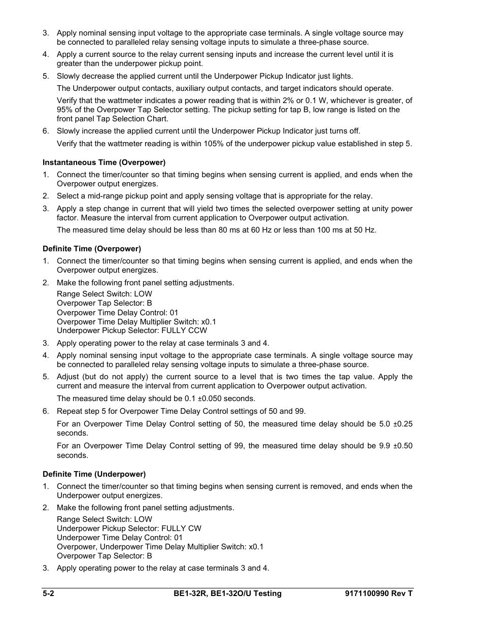 Instantaneous time (overpower), Definite time (overpower), Definite time (underpower) | Instantaneous time (overpower) -2, Definite time (overpower) -2, Definite time (underpower) -2 | Basler Electric BE1-32R User Manual | Page 74 / 82