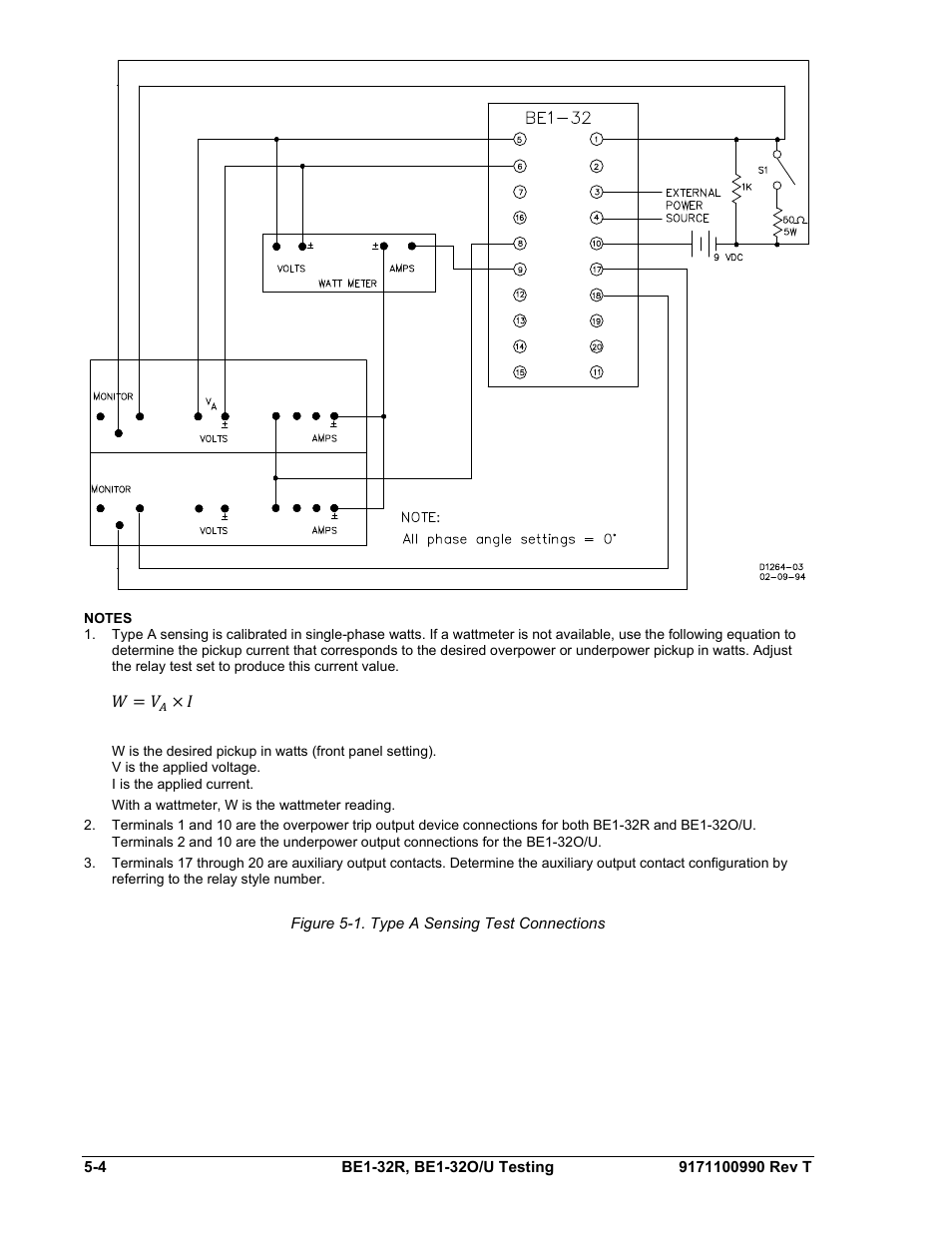 Figure 5-1. type a sensing test connections -4, Figure 5-1 | Basler Electric BE1-32R User Manual | Page 76 / 82