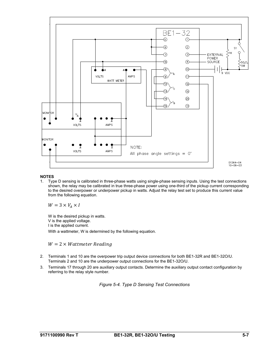 Figure 5-4. type d sensing test connections -7, Figure 5-4 | Basler Electric BE1-32R User Manual | Page 79 / 82