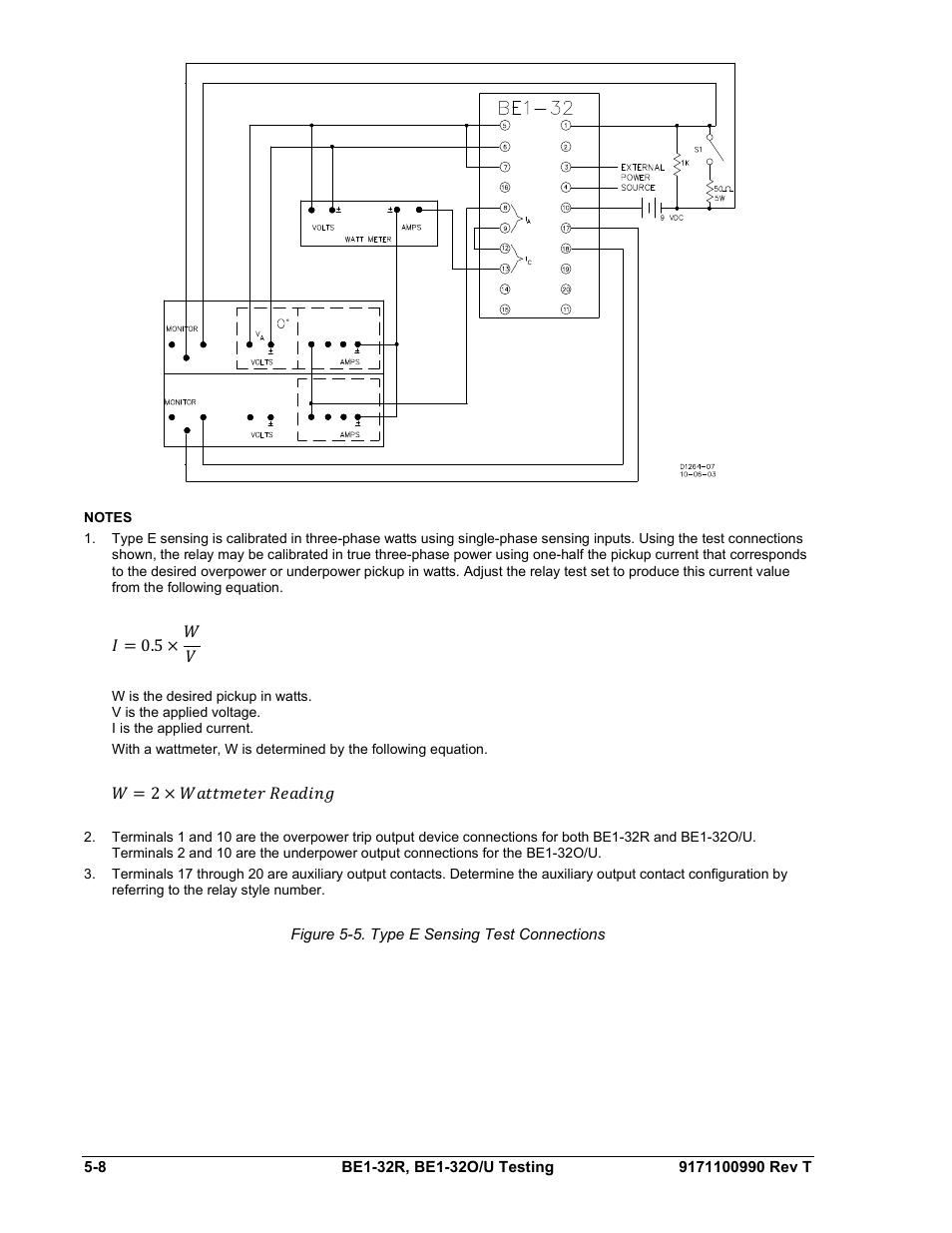 Figure 5-5. type e sensing test connections -8, Figure 5-5 | Basler Electric BE1-32R User Manual | Page 80 / 82