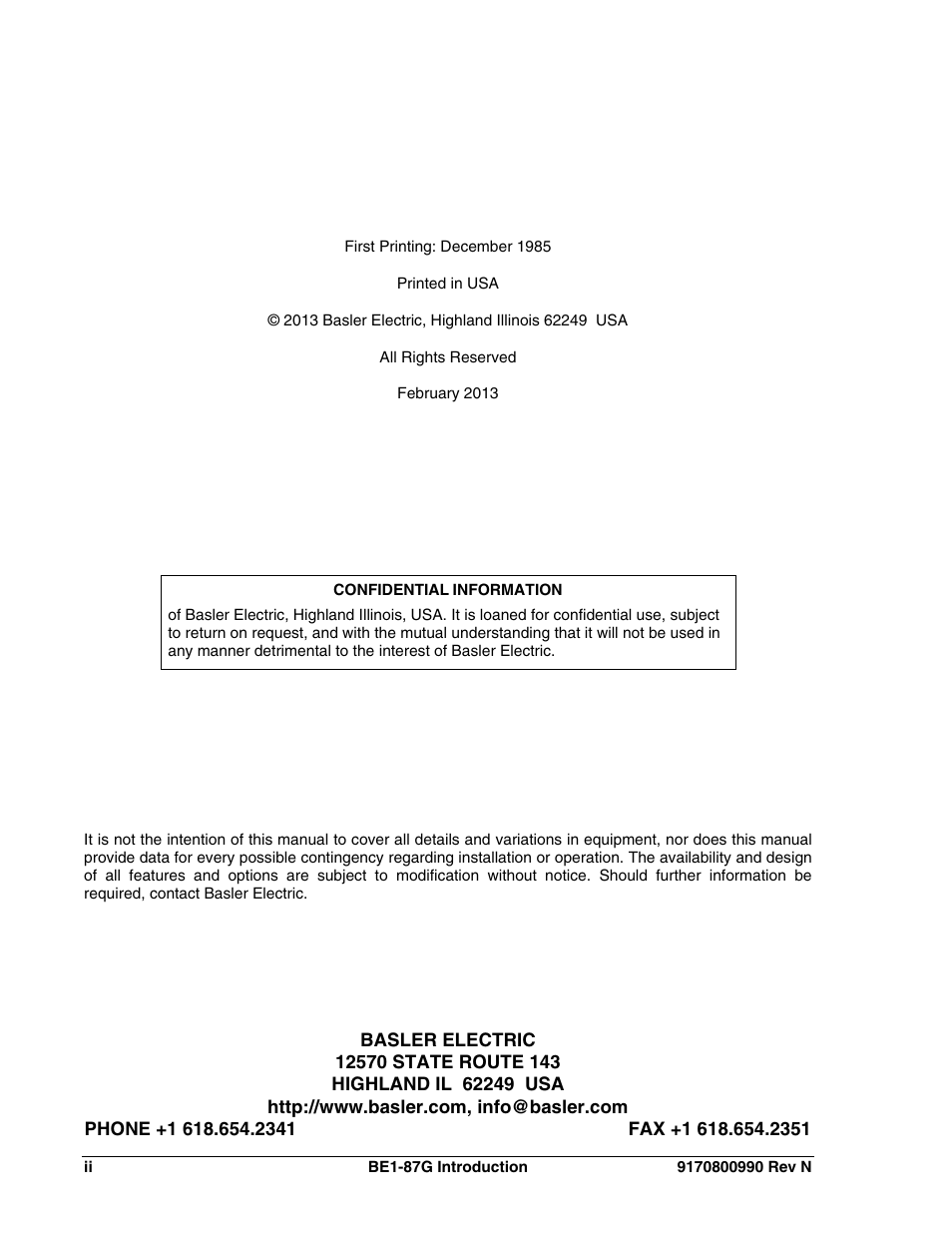 Basler Electric BE1-87G User Manual | Page 4 / 68