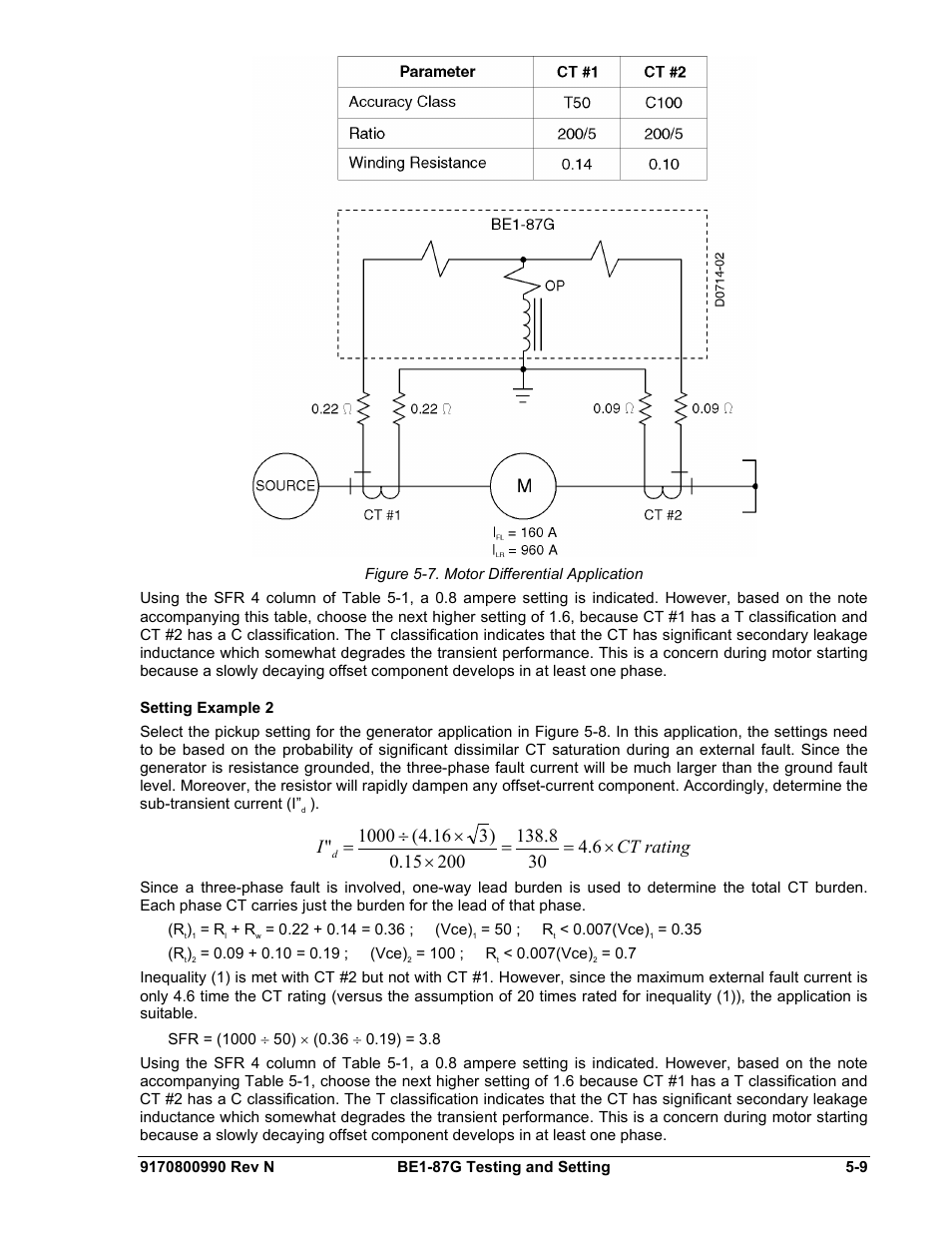 Setting example 2, Setting example 2 -9, Figure 5-7. motor differential application -9 | Basler Electric BE1-87G User Manual | Page 65 / 68