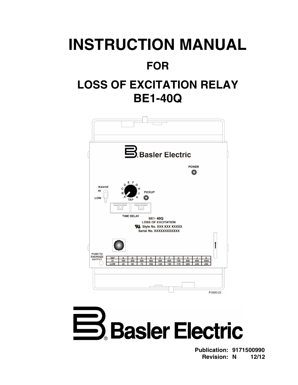 Basler Electric BE1-40Q User Manual | 48 pages