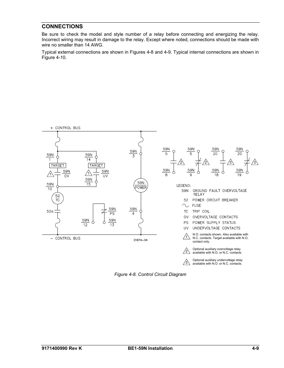 Connections, Connections -9 | Basler Electric BE1-59N User Manual | Page 31 / 40