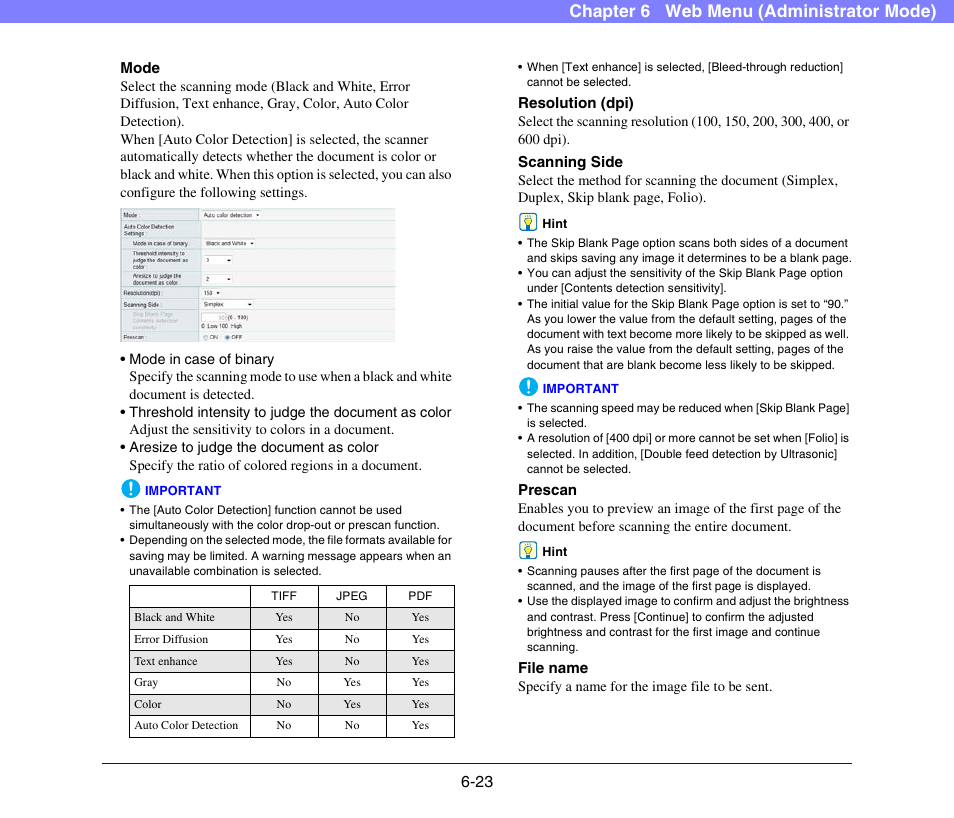 Chapter 6 web menu (administrator mode) | Canon SCANFRONT 300P User Manual | Page 110 / 193