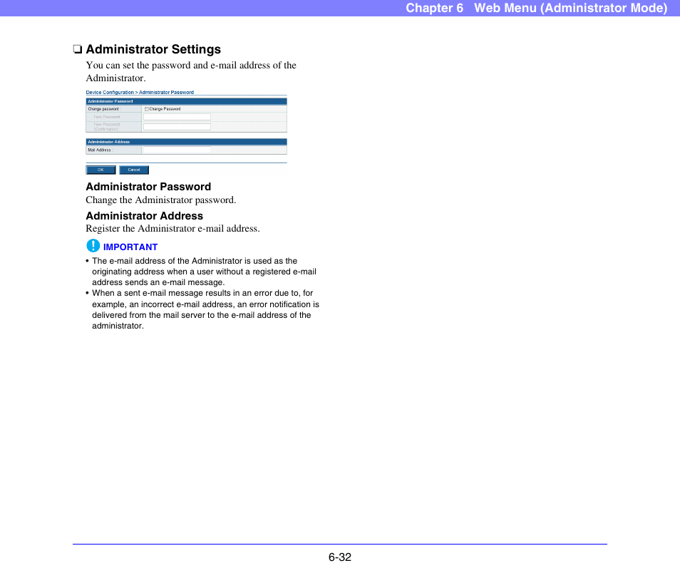 Administrator settings, Administrator settings -32, See p. 6-32) | See “administrator settings” on p. 6-32.) | Canon SCANFRONT 300P User Manual | Page 119 / 193