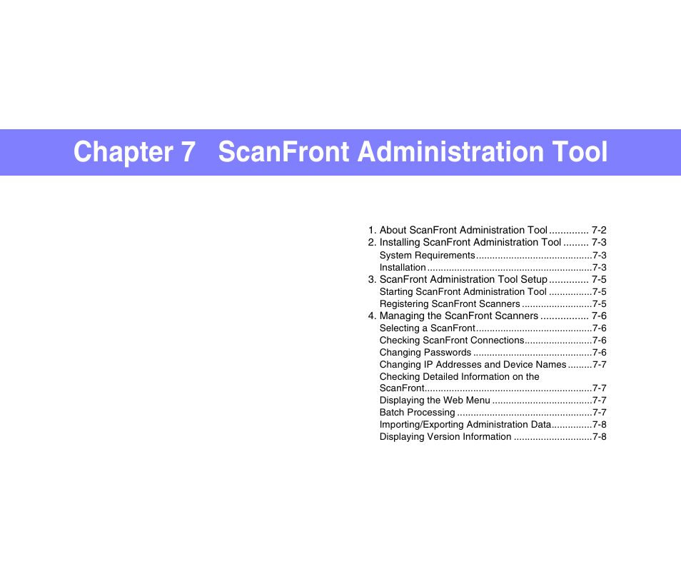 Chapter 7 scanfront administration tool | Canon SCANFRONT 300P User Manual | Page 130 / 193