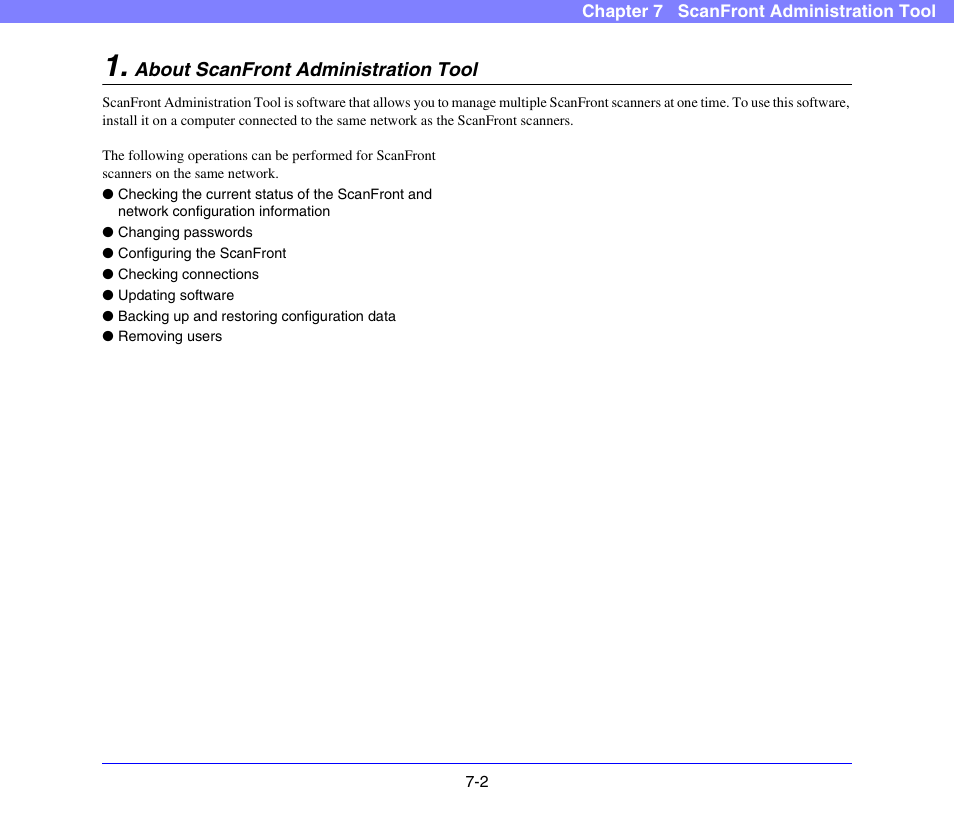 About scanfront administration tool, About scanfront administration tool -2 | Canon SCANFRONT 300P User Manual | Page 131 / 193