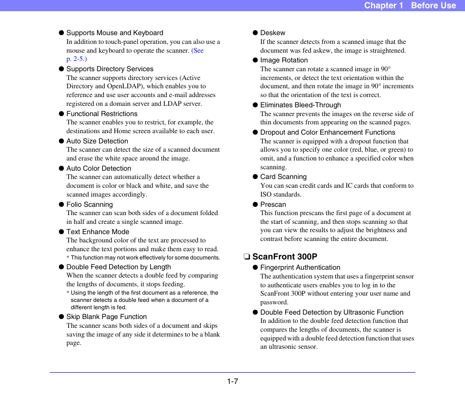 Scanfront 300p, Scanfront 300p -7 | Canon SCANFRONT 300P User Manual | Page 18 / 193