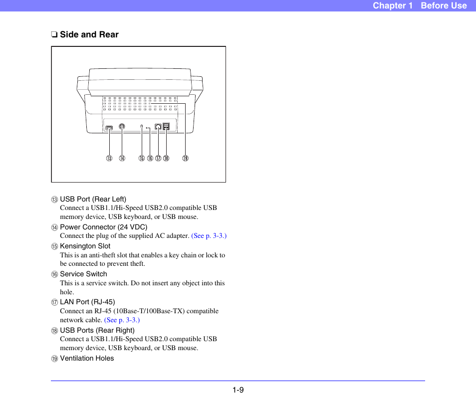 Side and rear, Side and rear -9 | Canon SCANFRONT 300P User Manual | Page 20 / 193