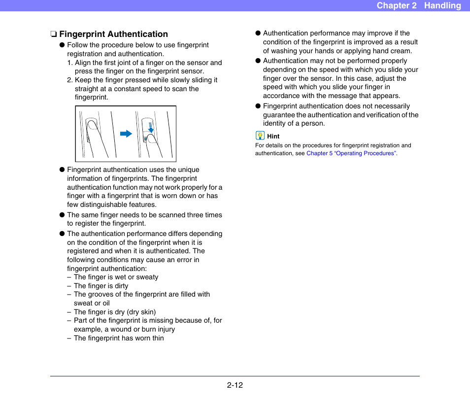 Fingerprint authentication, Fingerprint authentication -12 | Canon SCANFRONT 300P User Manual | Page 34 / 193