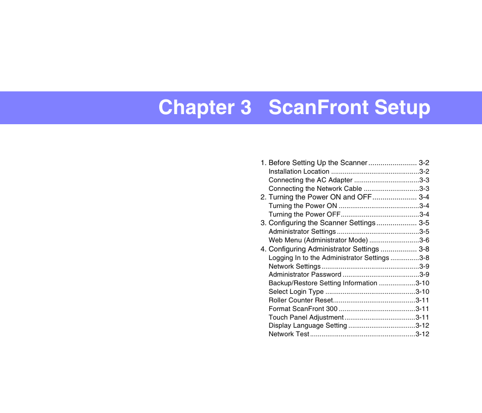 Chapter 3 scanfront setup | Canon SCANFRONT 300P User Manual | Page 35 / 193