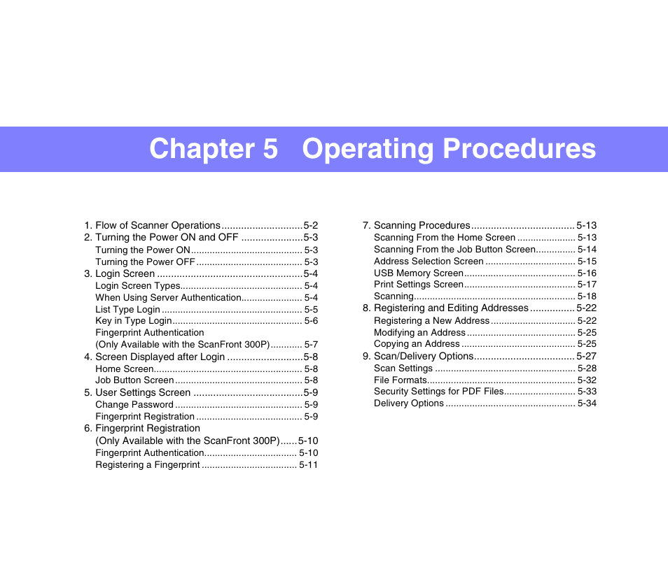 Chapter 5 operating procedures | Canon SCANFRONT 300P User Manual | Page 53 / 193