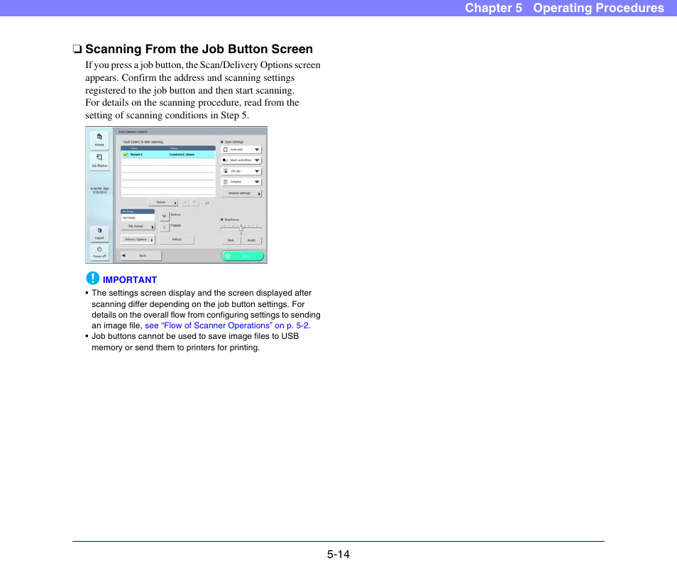 Scanning from the job button screen, Scanning from the job button screen -14 | Canon SCANFRONT 300P User Manual | Page 66 / 193