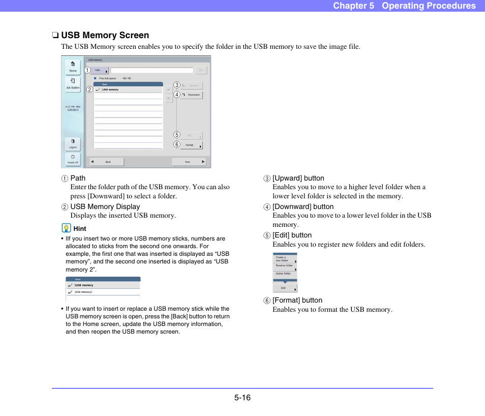 Usb memory screen, Usb memory screen -16 | Canon SCANFRONT 300P User Manual | Page 68 / 193