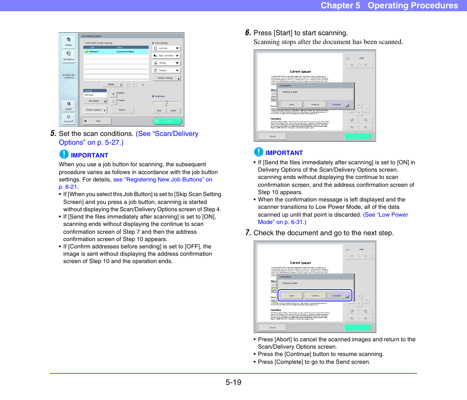 See p. 5-19.), Chapter 5 operating procedures | Canon SCANFRONT 300P User Manual | Page 71 / 193