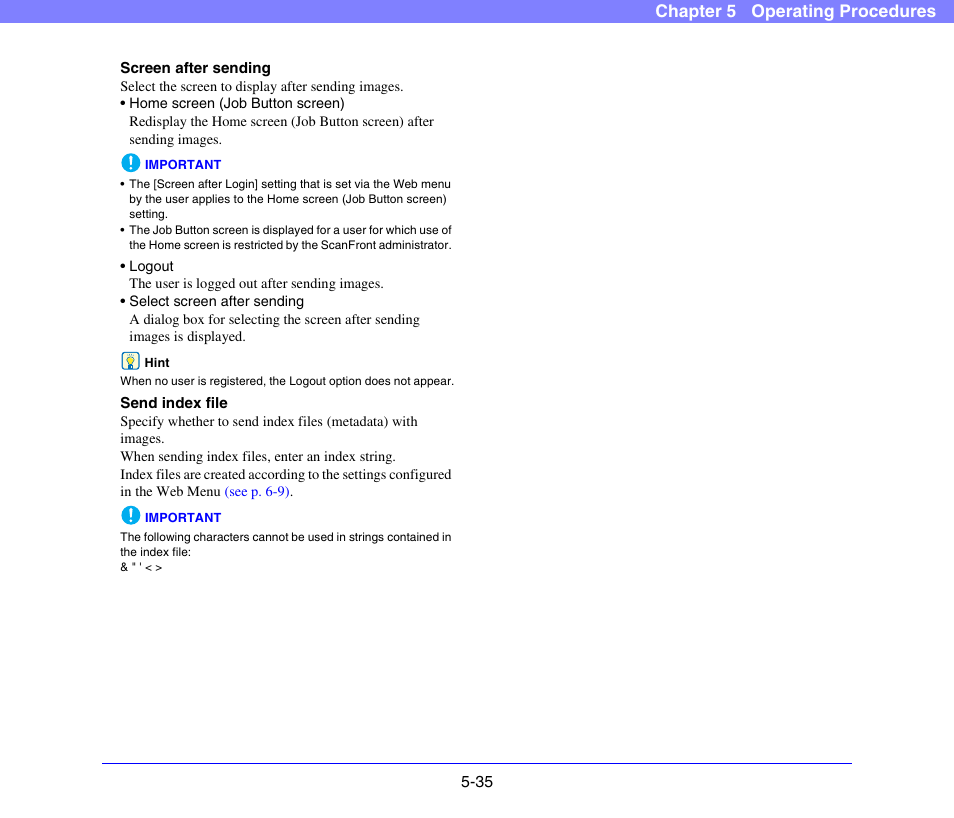 Chapter 5 operating procedures | Canon SCANFRONT 300P User Manual | Page 87 / 193