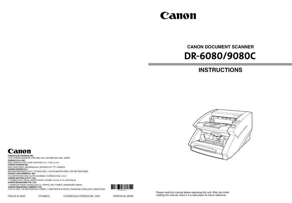 Canon DR-6080 User Manual | 108 pages