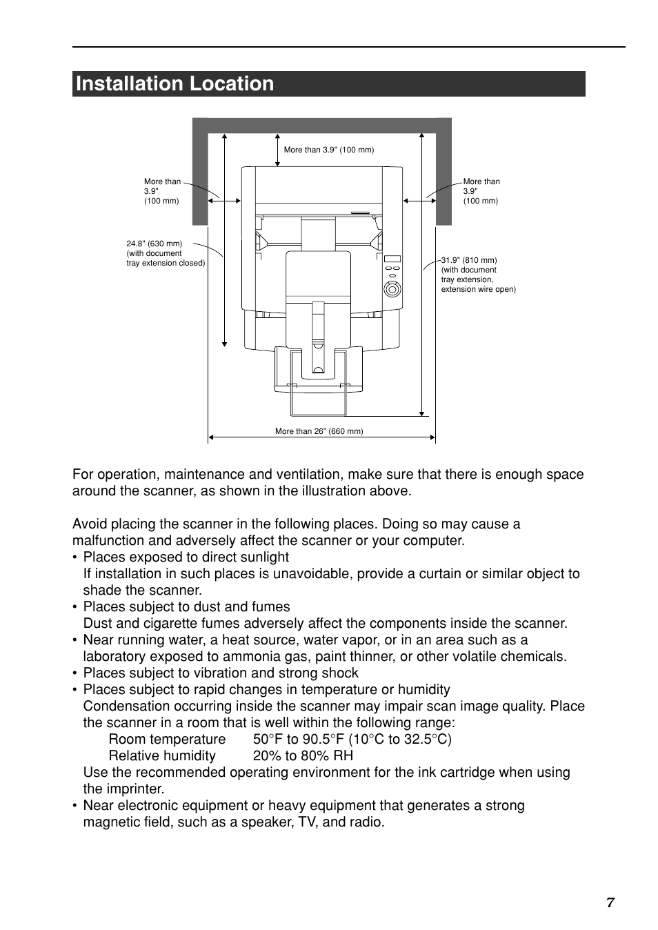 Installation location | Canon DR-6080 User Manual | Page 10 / 108