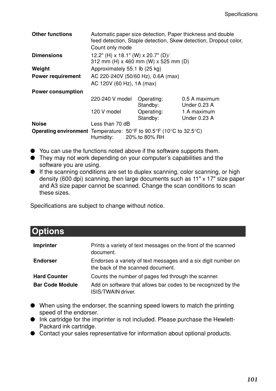 Options | Canon DR-6080 User Manual | Page 104 / 108