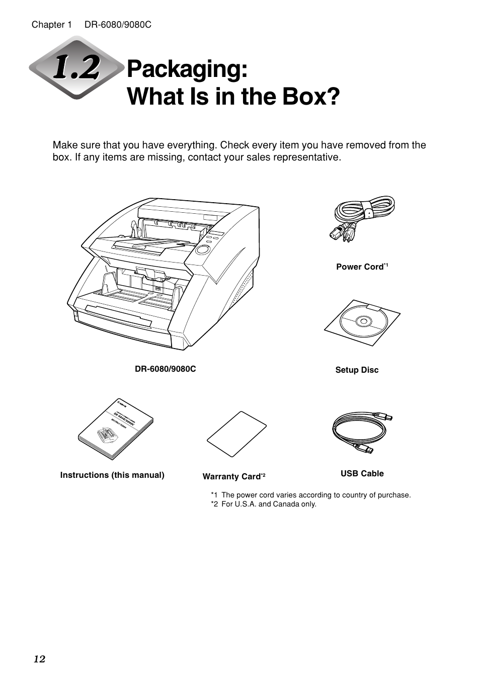 Packaging: what is in the box | Canon DR-6080 User Manual | Page 15 / 108