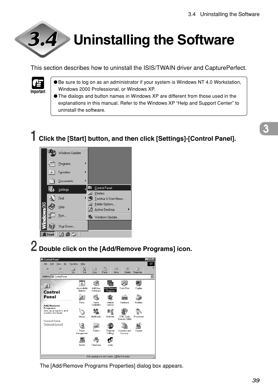 Uninstalling the software | Canon DR-6080 User Manual | Page 42 / 108