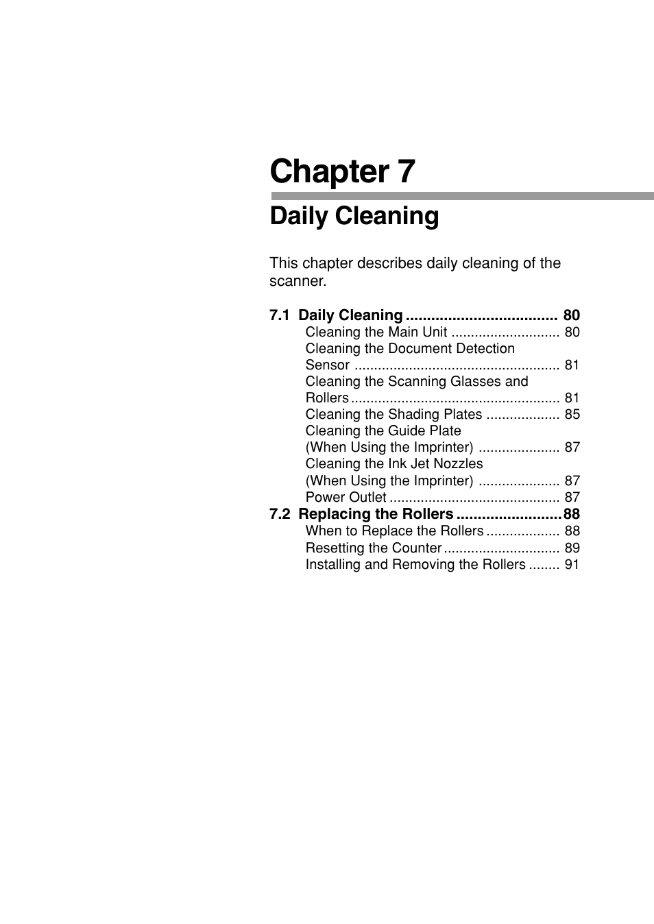 Chapter 7, Daily cleaning | Canon DR-6080 User Manual | Page 82 / 108