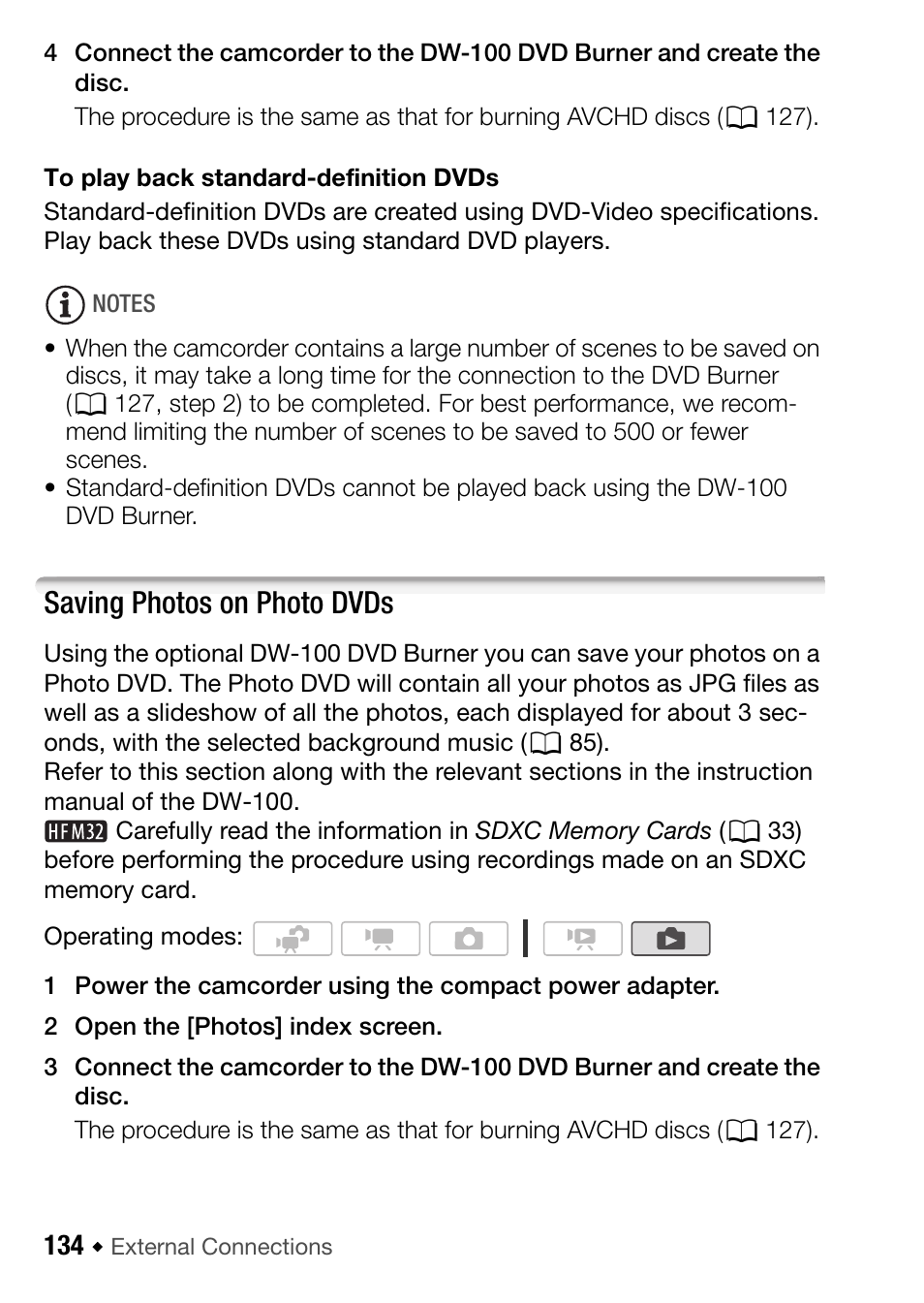 Saving photos on photo dvds | Canon HF M31 User Manual | Page 134 / 201