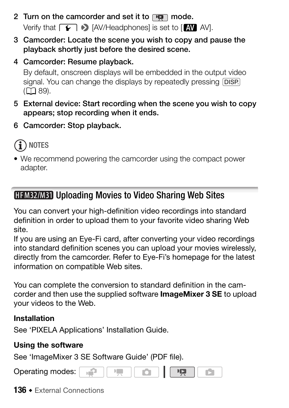 Uploading movies to video sharing web sites, 136) or to | Canon HF M31 User Manual | Page 136 / 201