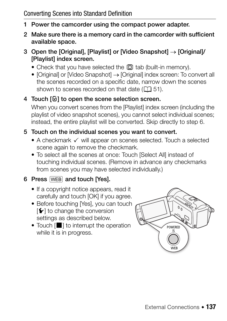 137 converting scenes into standard definition | Canon HF M31 User Manual | Page 137 / 201