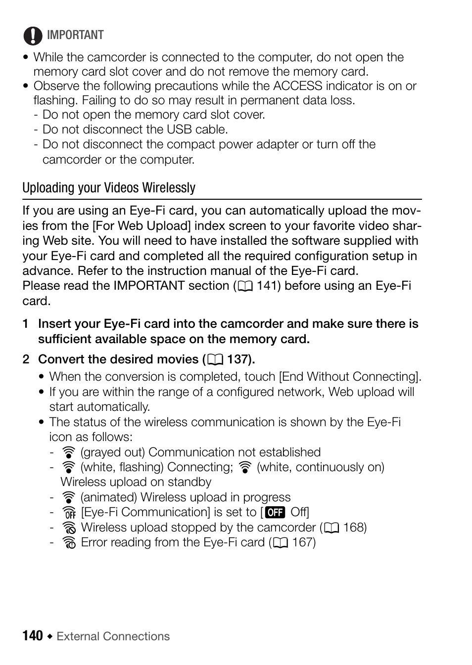 140) to, Uploading your videos wirelessly | Canon HF M31 User Manual | Page 140 / 201