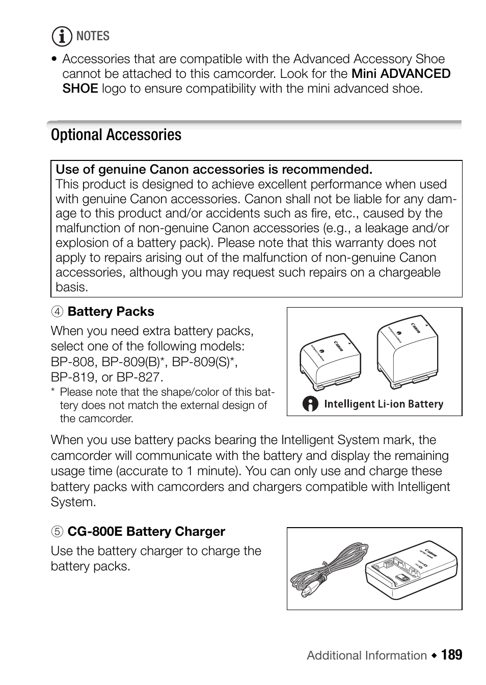 Optional accessories | Canon HF M31 User Manual | Page 189 / 201