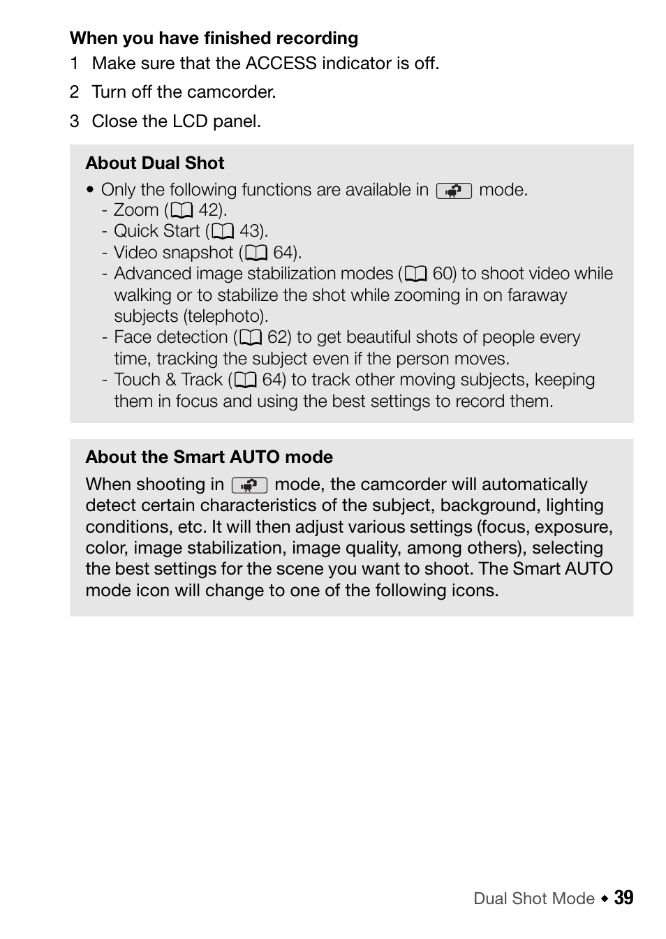 About the smart auto mode | Canon HF M31 User Manual | Page 39 / 201