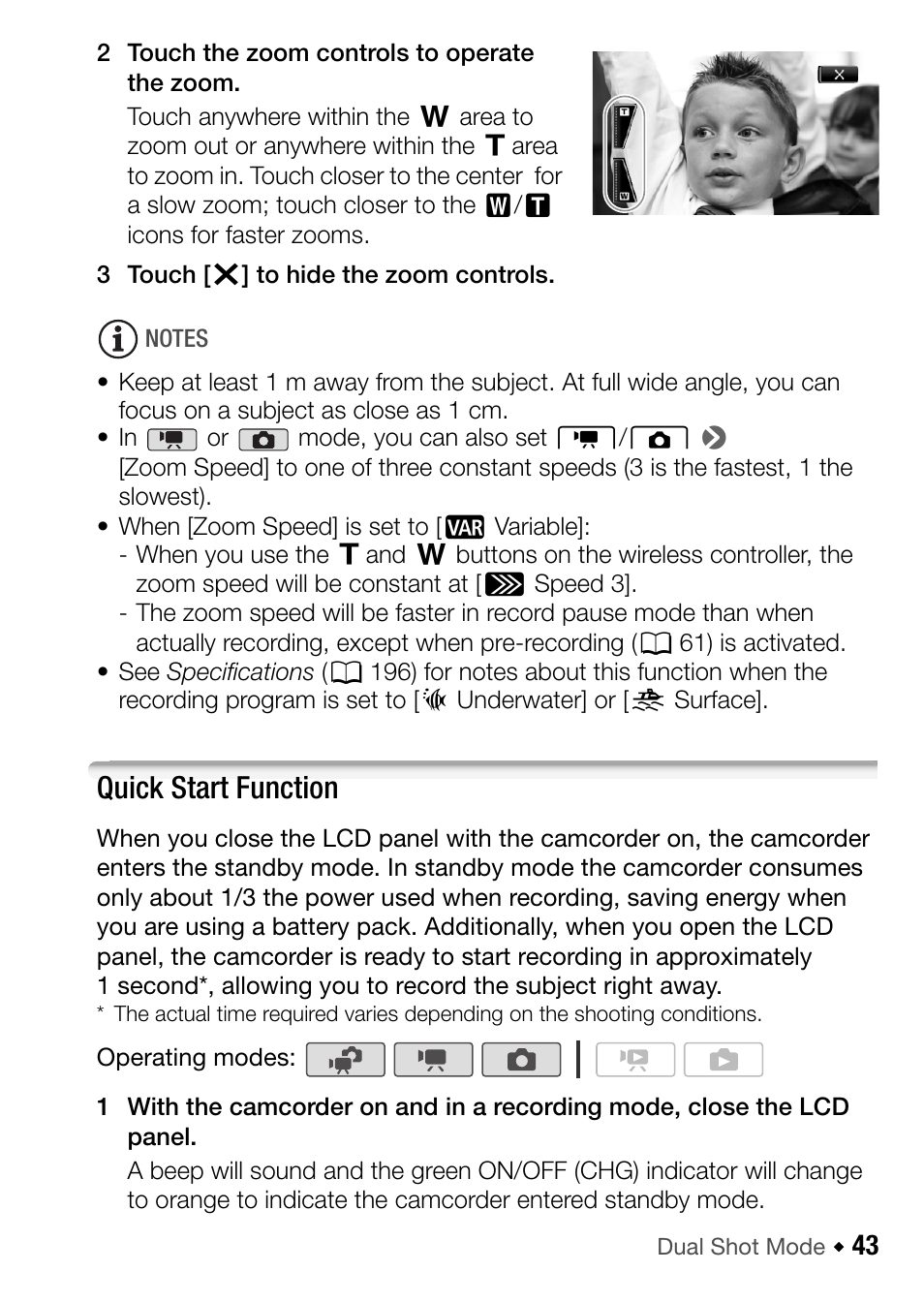 Quick start function | Canon HF M31 User Manual | Page 43 / 201