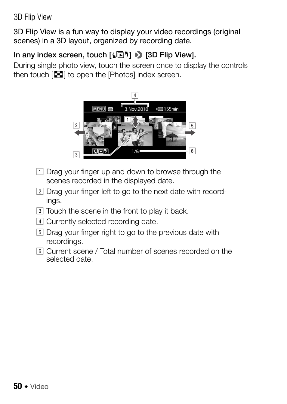 3d flip view | Canon HF M31 User Manual | Page 50 / 201