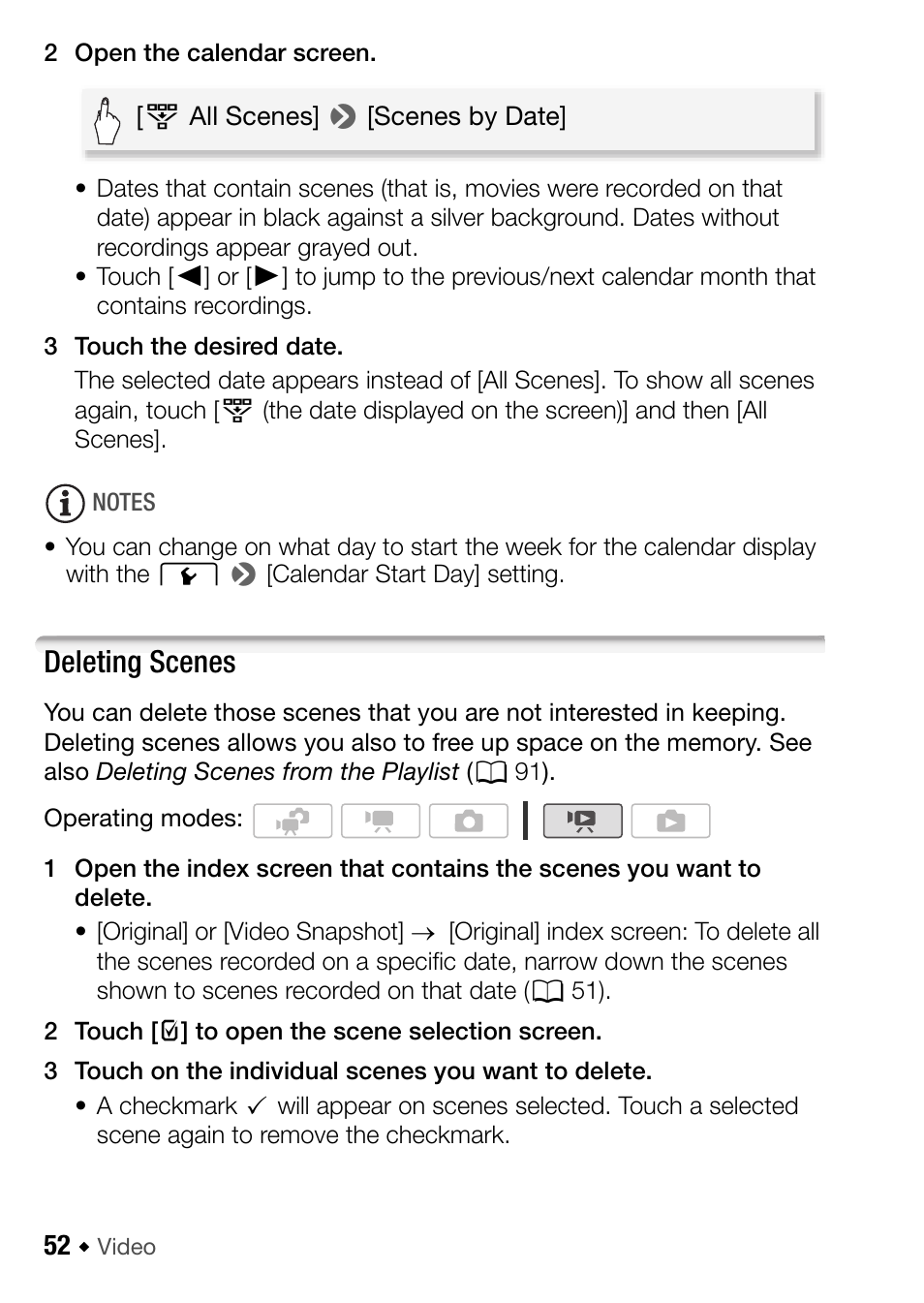 Deleting scenes | Canon HF M31 User Manual | Page 52 / 201