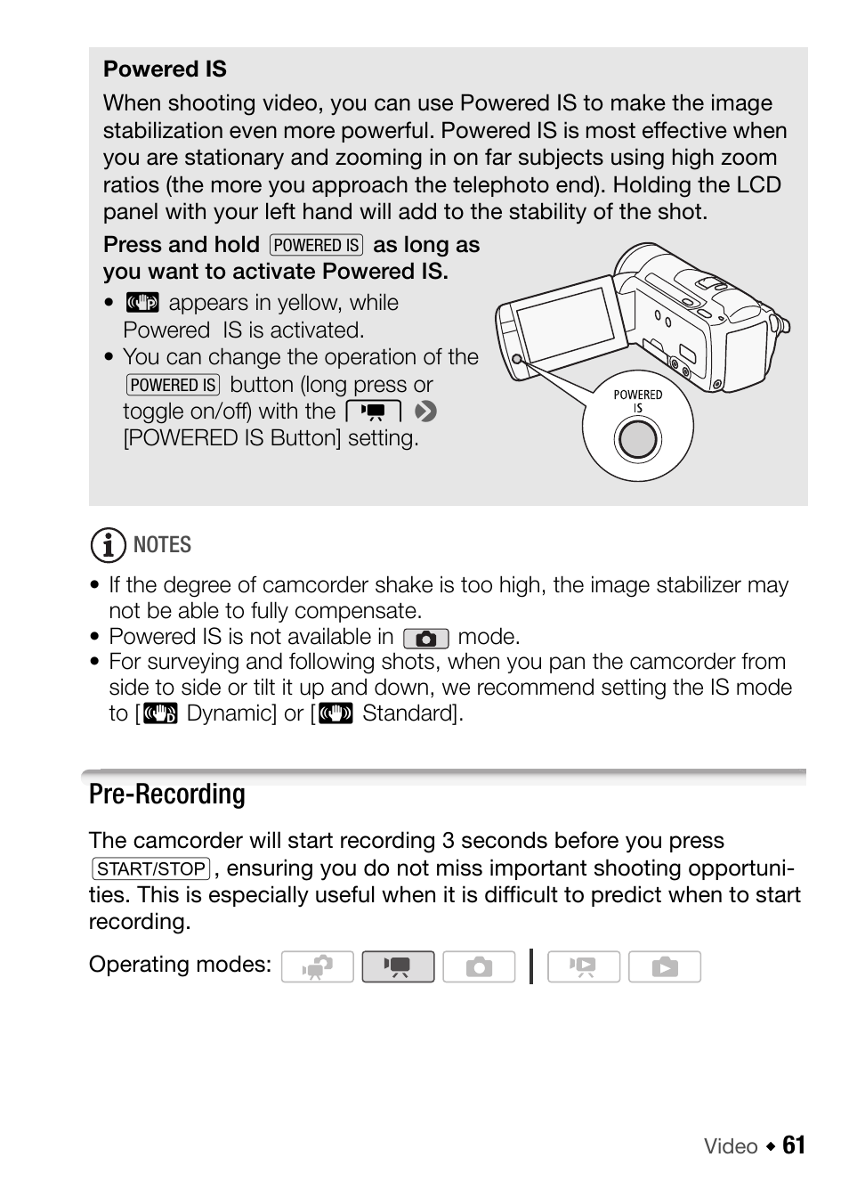 Pre-recording | Canon HF M31 User Manual | Page 61 / 201