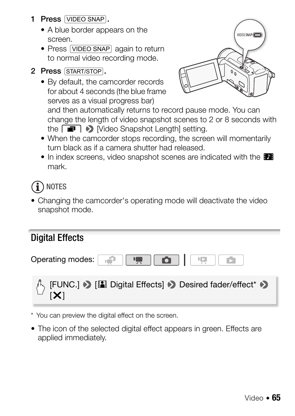 Digital effects | Canon HF M31 User Manual | Page 65 / 201