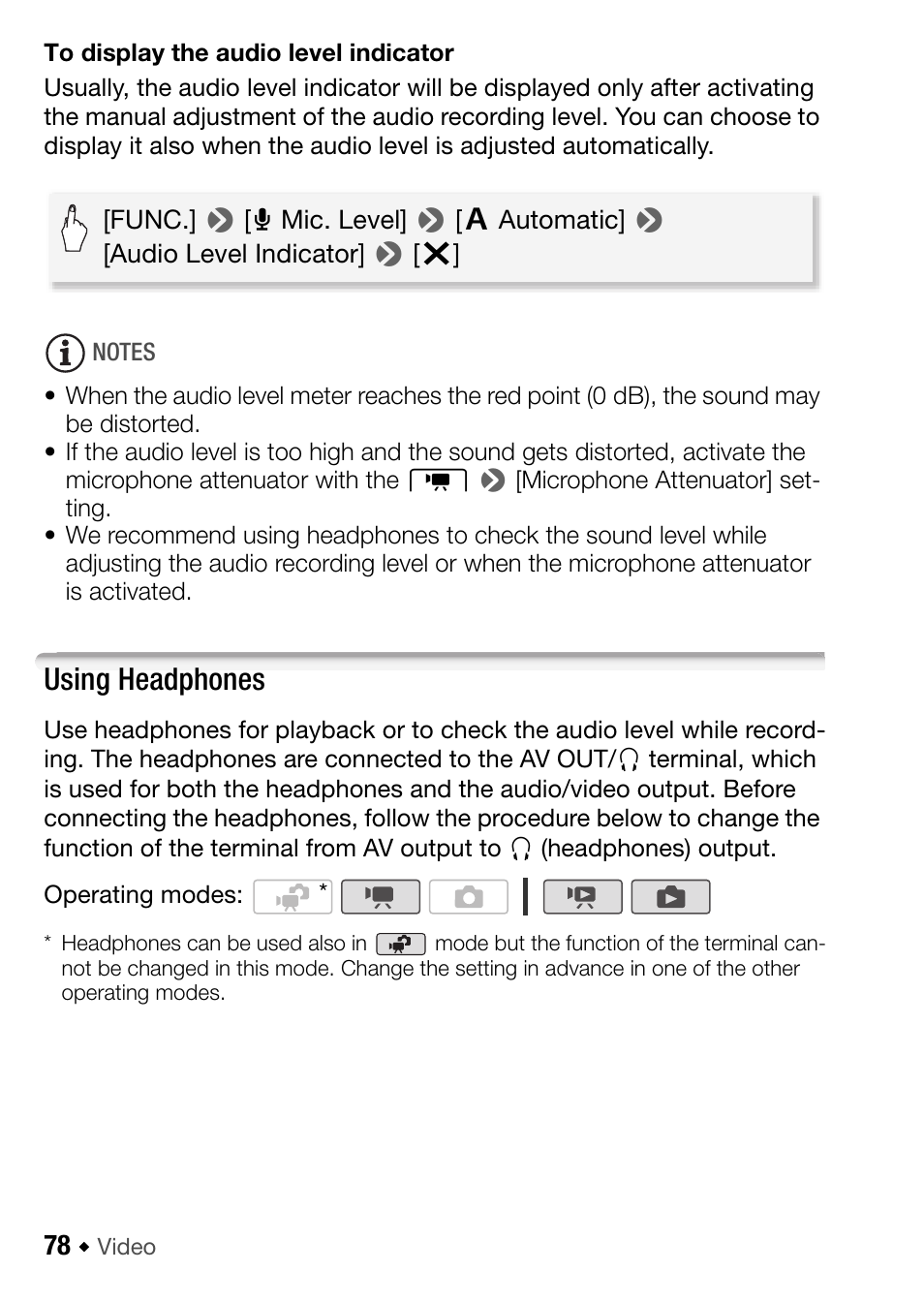 Using headphones | Canon HF M31 User Manual | Page 78 / 201