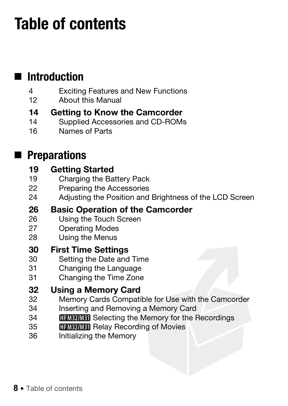 Canon HF M31 User Manual | Page 8 / 201