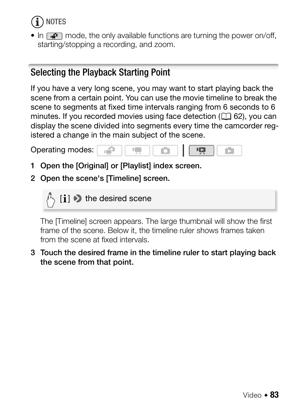 Selecting the playback starting point | Canon HF M31 User Manual | Page 83 / 201
