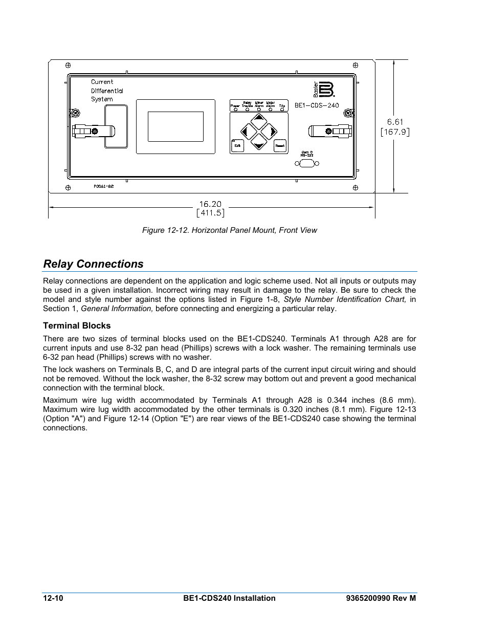 Relay connections, Terminal blocks, Relay connections -10 | Terminal blocks -10 | Basler Electric BE1-CDS240 Installation User Manual | Page 12 / 30