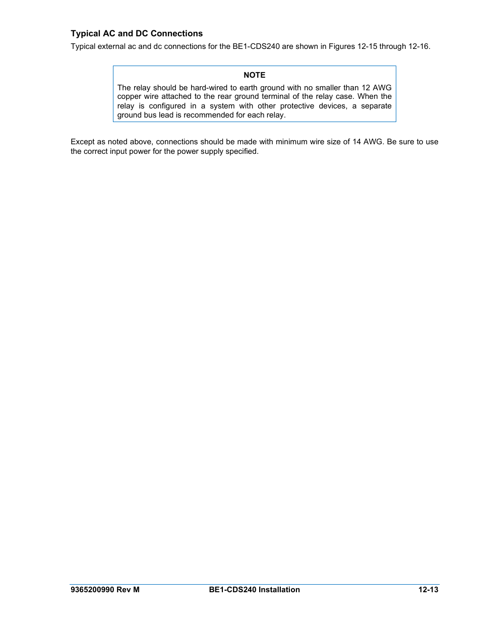 Typical ac and dc connections, Typical ac and dc connections -13 | Basler Electric BE1-CDS240 Installation User Manual | Page 15 / 30