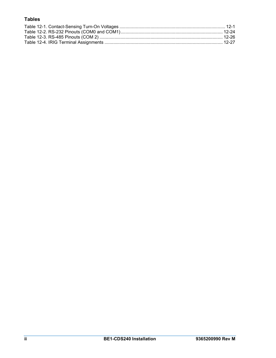 Tables | Basler Electric BE1-CDS240 Installation User Manual | Page 2 / 30