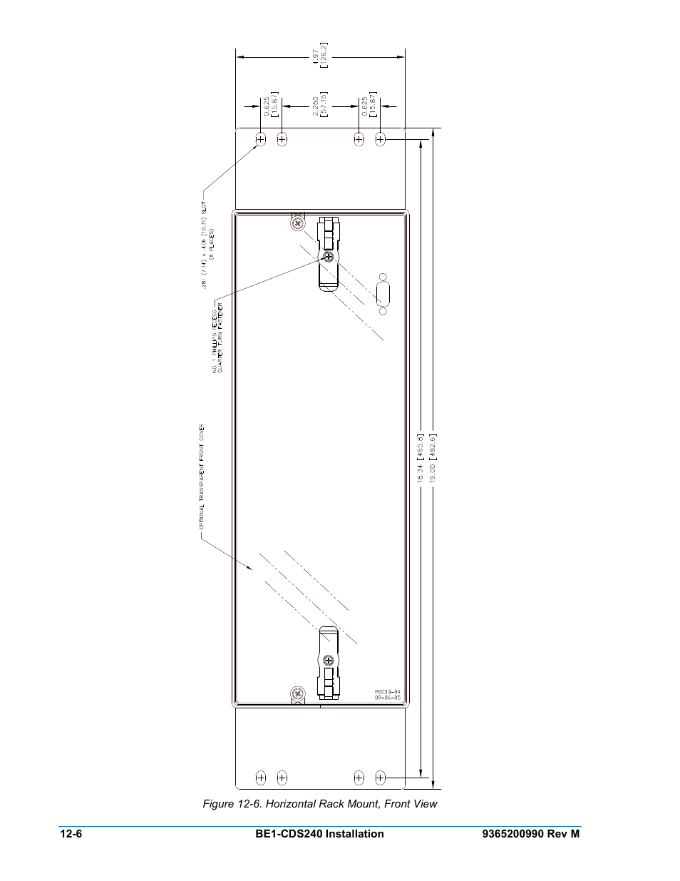 Figure 12-6. horizontal rack mount, front view -6 | Basler Electric BE1-CDS240 Installation User Manual | Page 8 / 30