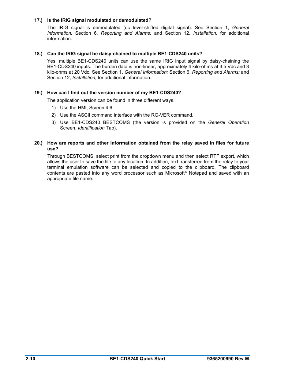 Basler Electric BE1-CDS240 Quick Start User Manual | Page 12 / 12