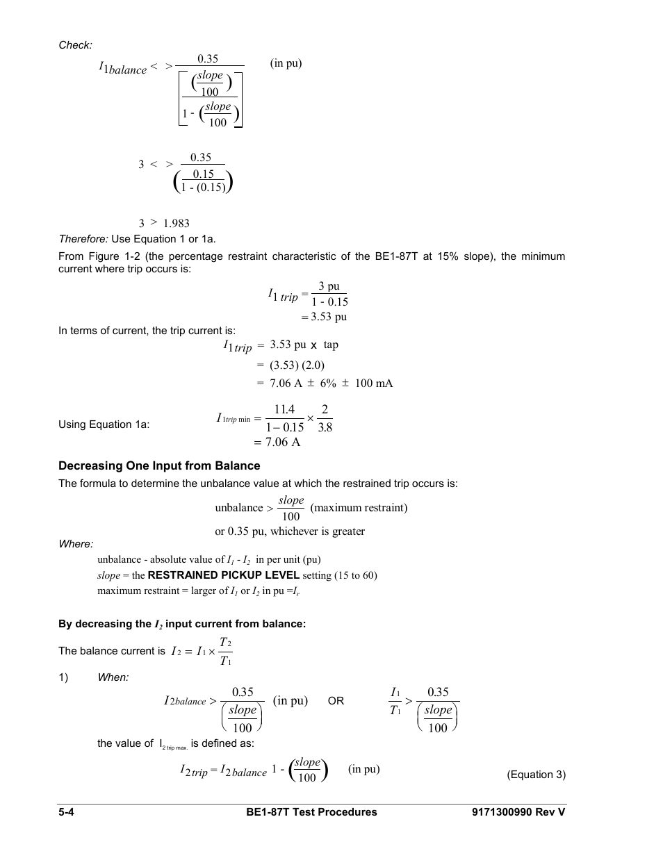 Decreasing one input from balance, Decreasing one input from balance -4 | Basler Electric BE1-87T User Manual | Page 100 / 140